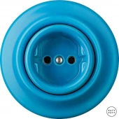 Ретро розетка электрическая без заземления, ярко-синий глянцевый NIARGs Katy Paty