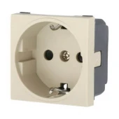 Дизайнерская розетка с заземлением и шторками, бежевый, 851401-1 LK Studio, серия LK45