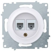 Розетка двойная компьютерная RJ45 кат.5e, белая, 1E20901300 Ruwel