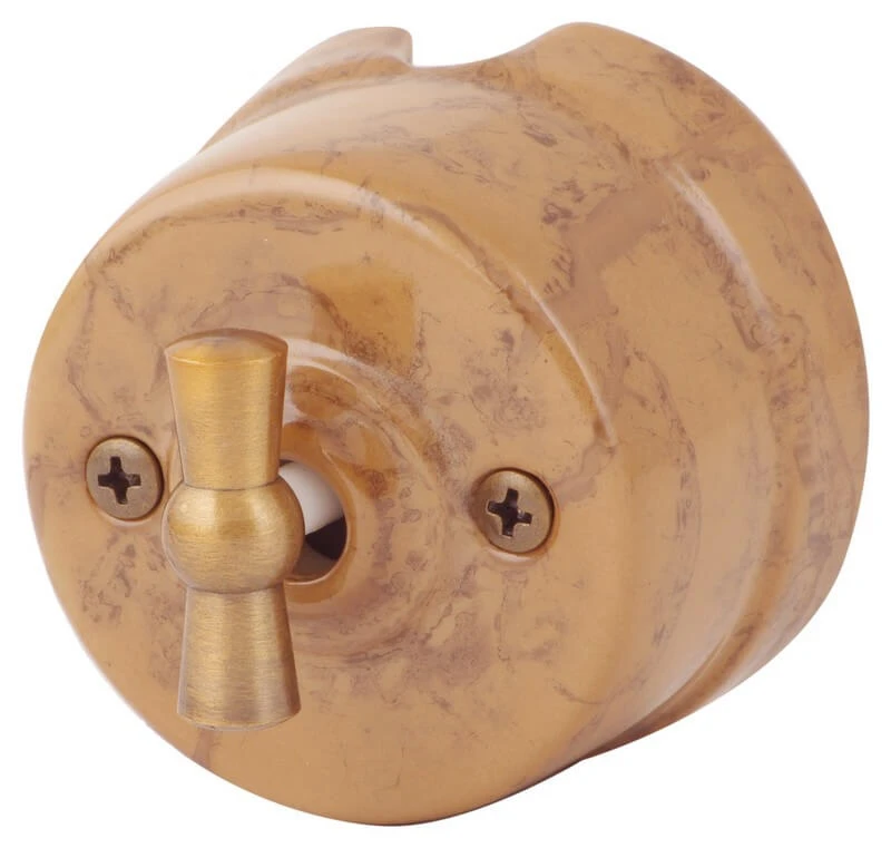 Ретро выключатель двухклавишный, альпийский мрамор, OP21ALM (KM) Salvador Ретро выключатель двухклавишный, альпийский мрамор, OP21ALM (KM) Salvador