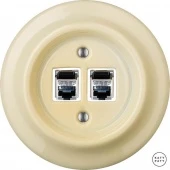 Розетка интернет Cat.6 экранир. двойная, ваниль глянцевая PNFLGsCat6e Katy Paty