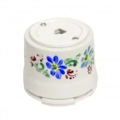 Ретро розетка телефонная, белый с росписью Жостово, OP.TEL.WT.RJ Salvador