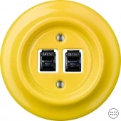 Розетка интернет Cat.5e двойная, ярко-желтый глянцевый NILUGsCat5e Katy Paty
