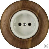 Ретро розетка электрическая без заземления, американский орех матовый LINUMMs Katy Paty