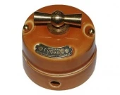 Ретро выключатель малый, абрикос, 11543И-70 (А) ГусевЪ, одноклавишный