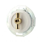 Ретро выключатель проходной, поворотный, белый/золото, 880704-1 Vintage, одноклавишный