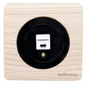 Розетка компьютерная 1xRJ45 кат.5e, выбеленный ясень+черный, ROC1-AW/1E20701303 Ruwel