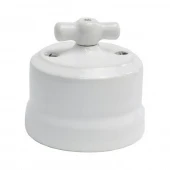 Ретро выключатель Verona белый, KVSw2-K01 Edisel двухклавишный