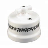 Ретро выключатель белый с черным узором B1-201-01 D5/1 BIRONI одноклавишный проходной