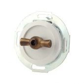 Ретро выключатель поворотный, белый/бронза, 880604-2 Vintage, двухклавишный