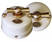 Ретро выключатель малый, белый, 11543И-70 ГусевЪ, одноклавишный