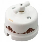 Ретро выключатель одноклавишный, проходной, декор коричневый №1 R-SW-101 Retrika