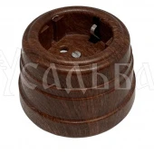 Ретро розетка электрическая с заземлением, орех, GE30301-14 ТМ МезонинЪ, серия Усадьба