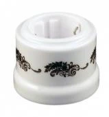 Ретро розетка с заземлением белая с черным узором B1-101-01 D2/1 BIRONI