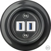 Ретро розетка USB графит глянцевый CRGsUSBw Katy Paty