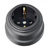 Ретро розетка с заземляющим контактом, РА16-0202 черный Bylectrica