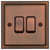 Ретро выключатель возвратный Colossal Античный муар, CME2562-2-AC T&J Electric двухклавишный проходной