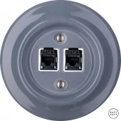 Розетка интернет Cat.6 двойная, пепельно-серый глянцевый LIGsCat6 Katy Paty