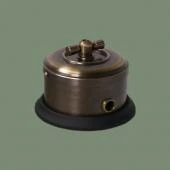 Ретро выключатель серия ДИП-200 темная латунь, рамка: черная, D122-5 Romatti двухклавишный