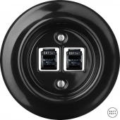 Розетка интернет Cat.5e двойная, черный глянцевый NIGsCat5e Katy Paty