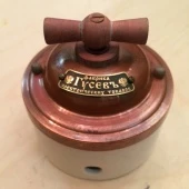 Ретро выключатель, медь, 12533И-80 ГусевЪ, одноклавишный проходной