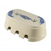 Распаечная коробка большая, синие цветы, серебристая фурнитура, КР6ВС ЛЕАНЗА