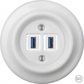Ретро розетка USB белый глянцевый ALGsUSBw Katy Paty