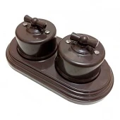 Ретро выключатели Combi duble-1 Plastic, коричневый, B1-201-22/CDPL1 BIRONI, одноклавишный проходной