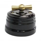 Ретро выключатель Grande черный, KGLSw1-K04 Edisel одноклавишный проходной с латунной ручкой