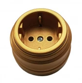 Розетка с заземляющим контактом Retro Design, золото, RE-RDRGl Р-Электро