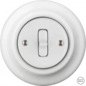 Ретро выключатель белый глянцевый ALGT1 Katy Paty одноклавишный