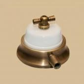 Ретро выключатель серия Людвиг латунь, рамка: белая, (трубка D12) G166-12 Romatti одноклавишный проходной