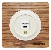 Розетка компьютерная 1xRJ45 кат.5e, дуб в масле+бежевый, ROC1-DO/1E20701301 Ruwel