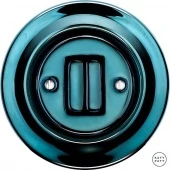 Ретро выключатель проходной синий металлик PEAZG2Sl6/6 Katy Paty двухклавишный