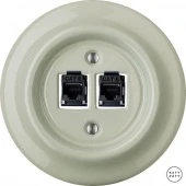 Розетка интернет Cat.6 двойная, серо-зеленый глянцевый CHGsCat6 Katy Paty