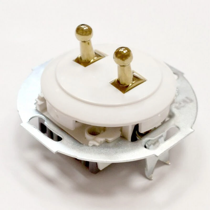 Ретро выключатель, тумблерный, белый/золото, 882304-1 Vintage, двухклавишный Ретро выключатель, тумблерный, белый/золото, 882304-1 Vintage, двухклавишный