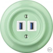 Ретро розетка USB ментол глянцевый PNMEGsUSBw Katy Paty