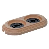 Рамка деревянная 2 местная, овал, натуральное дерево, RD-02020 Retrika