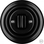 Ретро выключатель черный матовый NIM2Sl5 Katy Paty двухклавишный