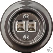 Розетка интернет Cat.6а экранир.10G двойная, коричневый глянцевый BRGsCat6a Katy Paty