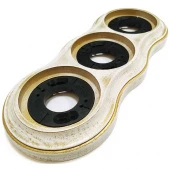 Рамка с пластиковой вставкой 3 местная, восьмерка, белый с золотой патиной, 25366 Lindas