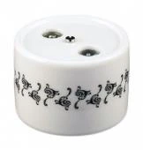 Розетка R/TV-Sat проходная, белая с черным узором, B1-304-01 D1/1 BIRONI