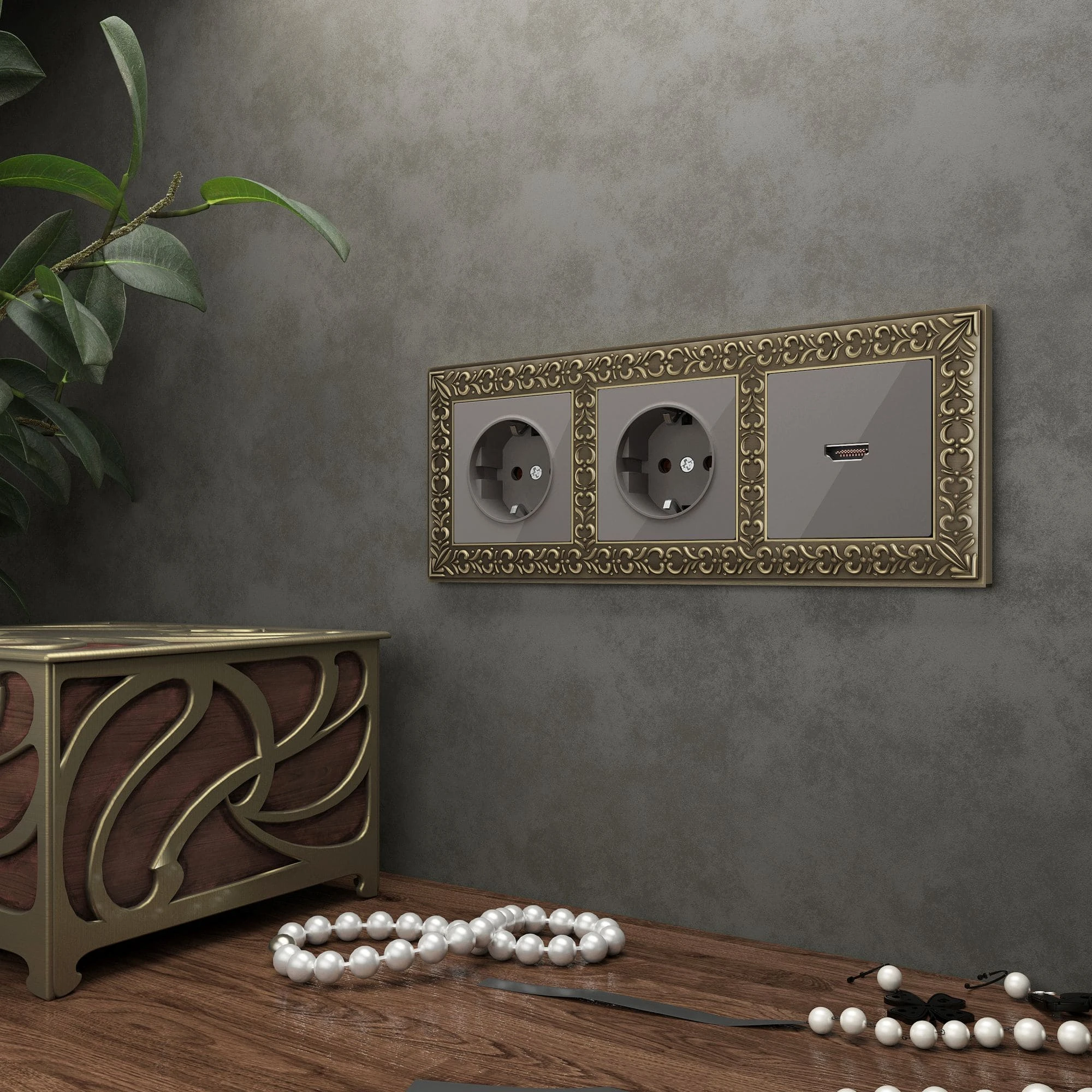 Дизайнерская рамка 3 местная, бронза, алюминий, W0031512 Werkel