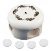 Распределительная коробка D110 белая с черным узором B1-522-01 D202-1-K BIRONI с 4 кабельными вводами в комплекте