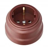 Ретро розетка с заземляющим контактом, РА16-0202 коричневый Bylectrica