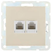 Дизайнерская розетка телефонная 2хRJ-11 с накладкой, бежевый, 865601 LK Studio, серия LK60