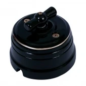 Ретро выключатель Петергоф, платина на черном, GE70401-52 ТМ МезонинЪ двухклавишный