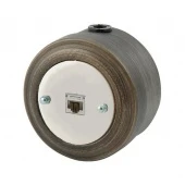 Ретро розетка компьютерная RJ45, Cat.5E, белая/ состаренное серебро, М1-27-29 Vintage