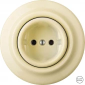 Ретро розетка электрическая без заземления, ваниль глянцевая PNFLGs Katy Paty