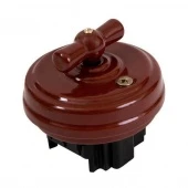 Ретро выключатель без подъемной рамки, коричневый, GE70401-04k ТМ МезонинЪ, двухклавишный